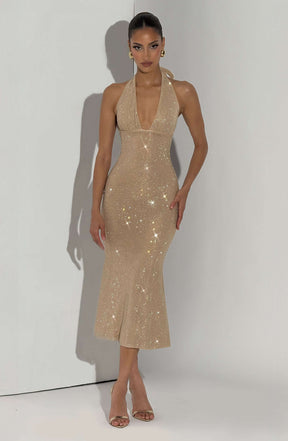 Sonora Midi Dress - Gold Ryvelle