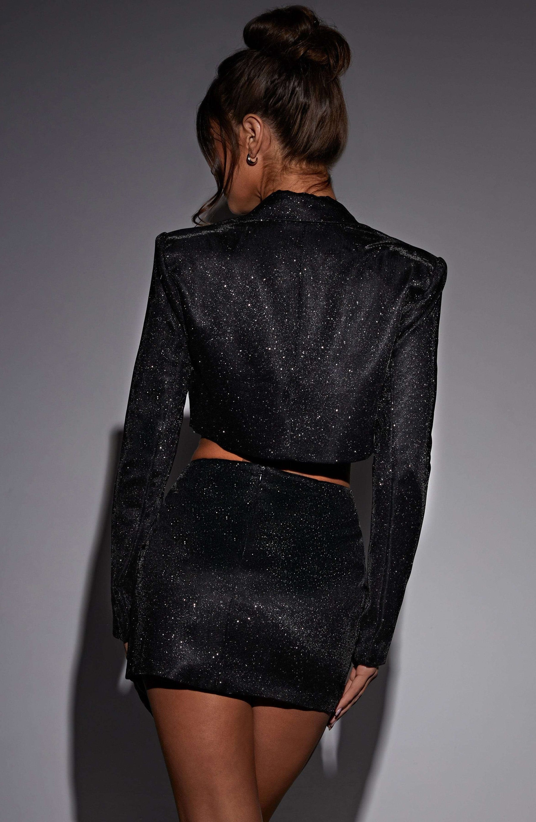 Stefania Mini Skirt - Black Sparkle Ryvelle