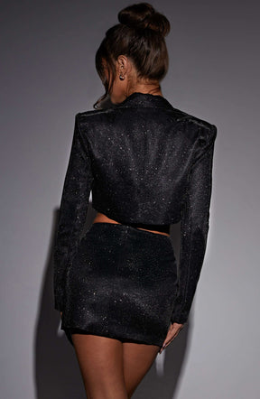 Stefania Mini Skirt - Black Sparkle Ryvelle