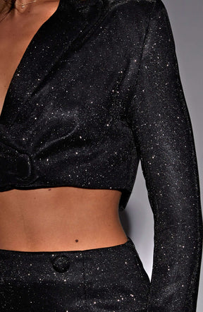 Stefania Mini Skirt - Black Sparkle Ryvelle