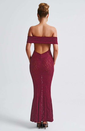 Stephanie Maxi Dress - Burgundy Ryvelle