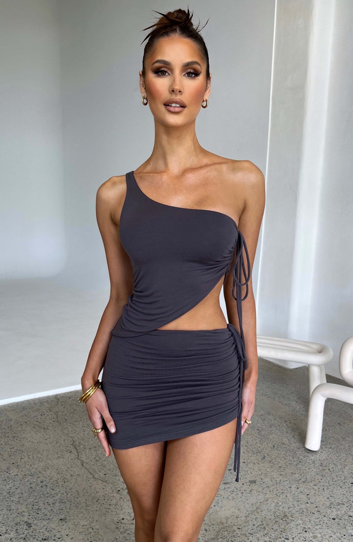 Stormi Mini Skirt - Charcoal Ryvelle