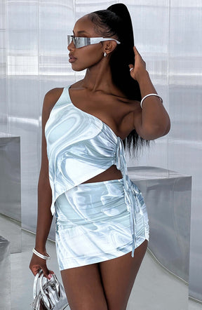 Stormi Top - Grey Haze Print Ryvelle