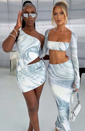 Stormi Top - Grey Haze Print Ryvelle