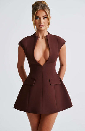 Suri Mini Dress - Brown Ryvelle