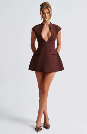 Suri Mini Dress - Brown Ryvelle