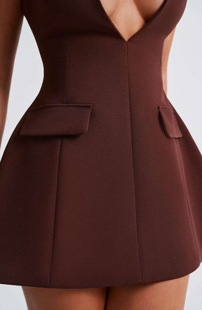 Suri Mini Dress - Brown Ryvelle