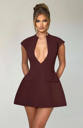 Suri Mini Dress - Brown Ryvelle