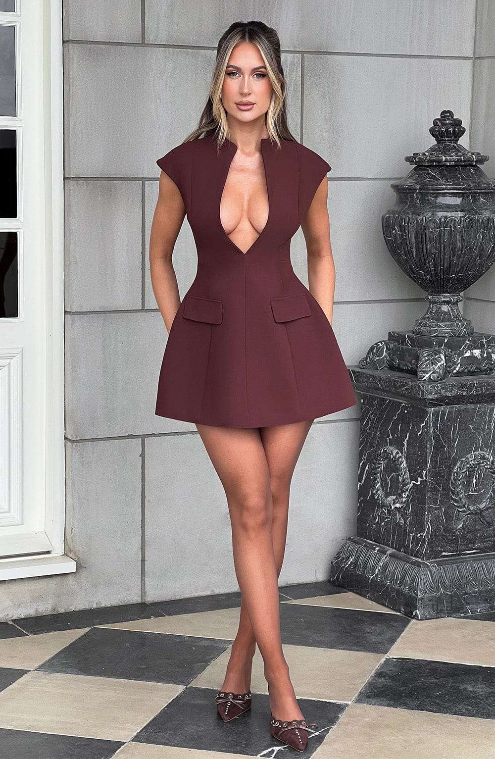 Suri Mini Dress - Brown Ryvelle