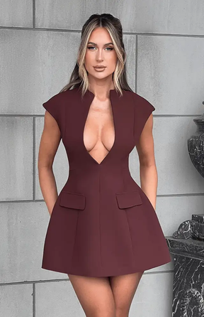 Suri Mini Dress - Brown Ryvelle