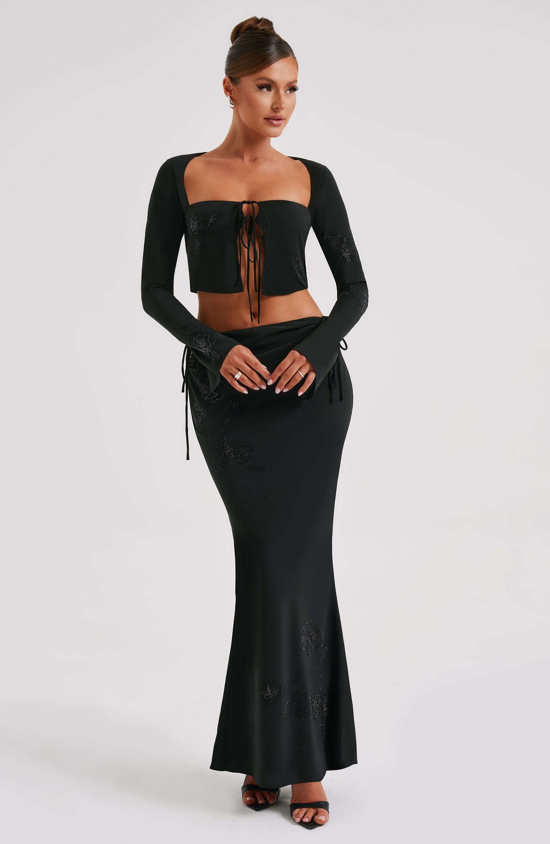 Tana Maxi Skirt - Black Ryvelle