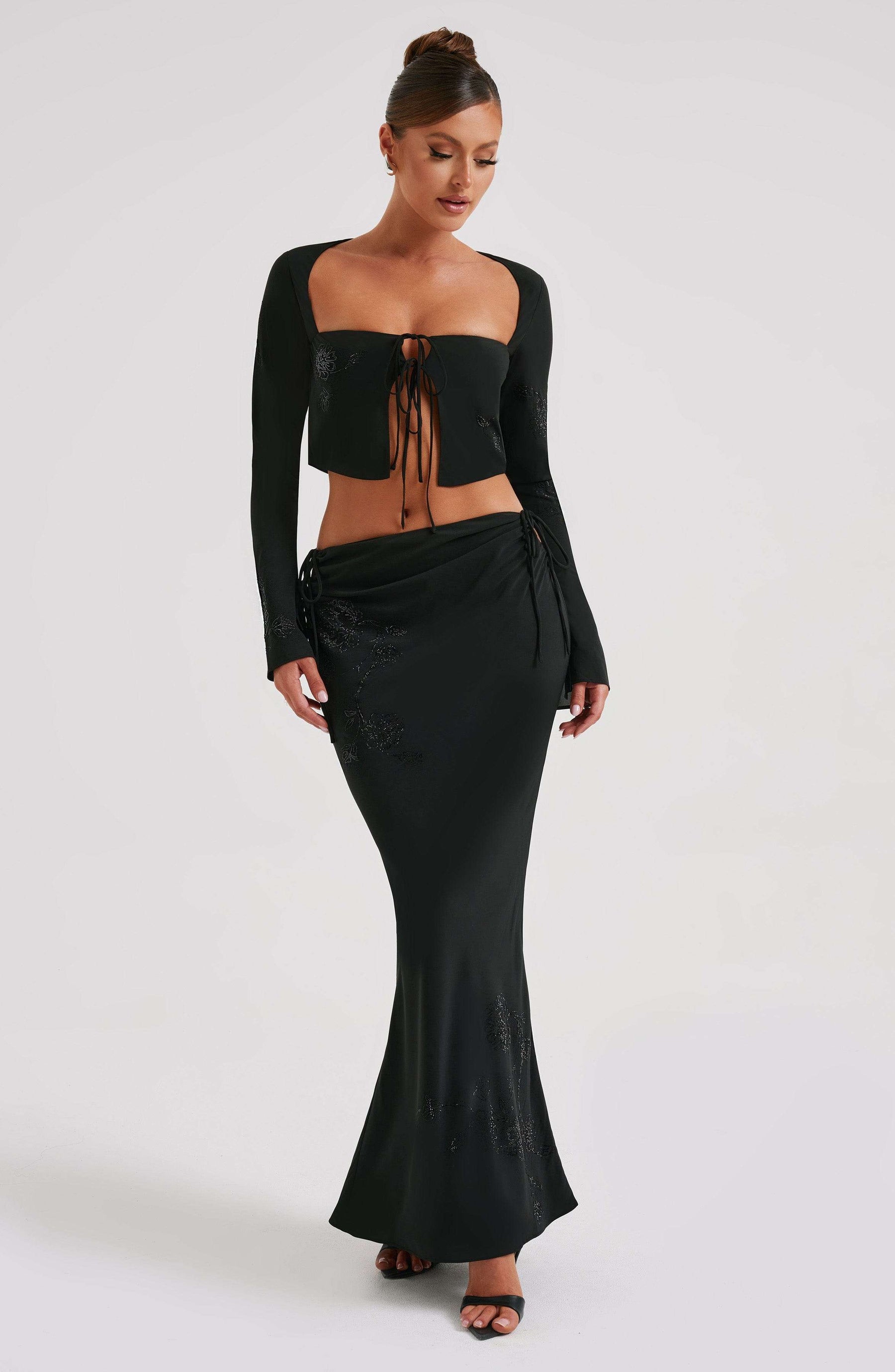Tana Maxi Skirt - Black Ryvelle