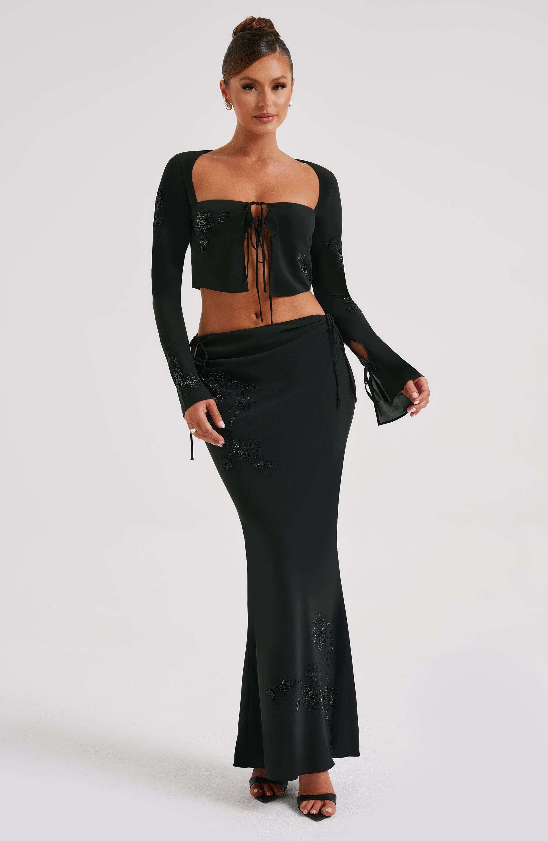 Tana Maxi Skirt - Black Ryvelle