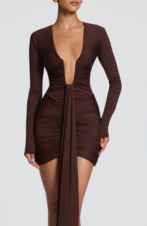 Tara Mini Dress - Plum Brown Ryvelle