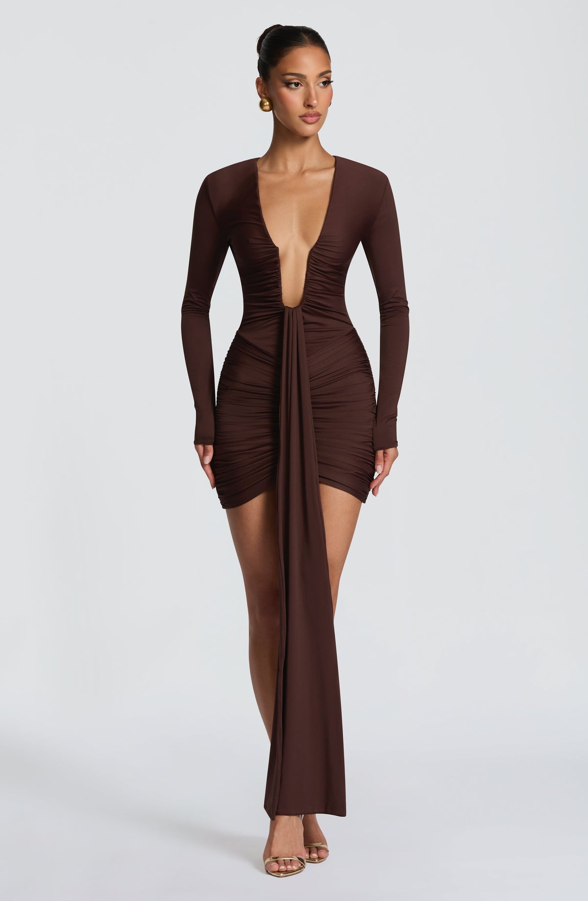 Tara Mini Dress - Plum Brown Ryvelle