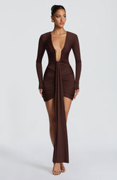 Tara Mini Dress - Plum Brown Ryvelle