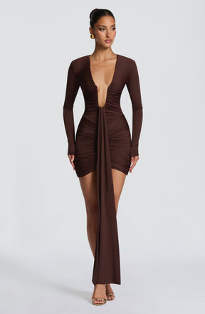 Tara Mini Dress - Plum Brown Ryvelle