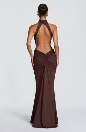 Thekla Maxi Dress - Plum Brown Ryvelle