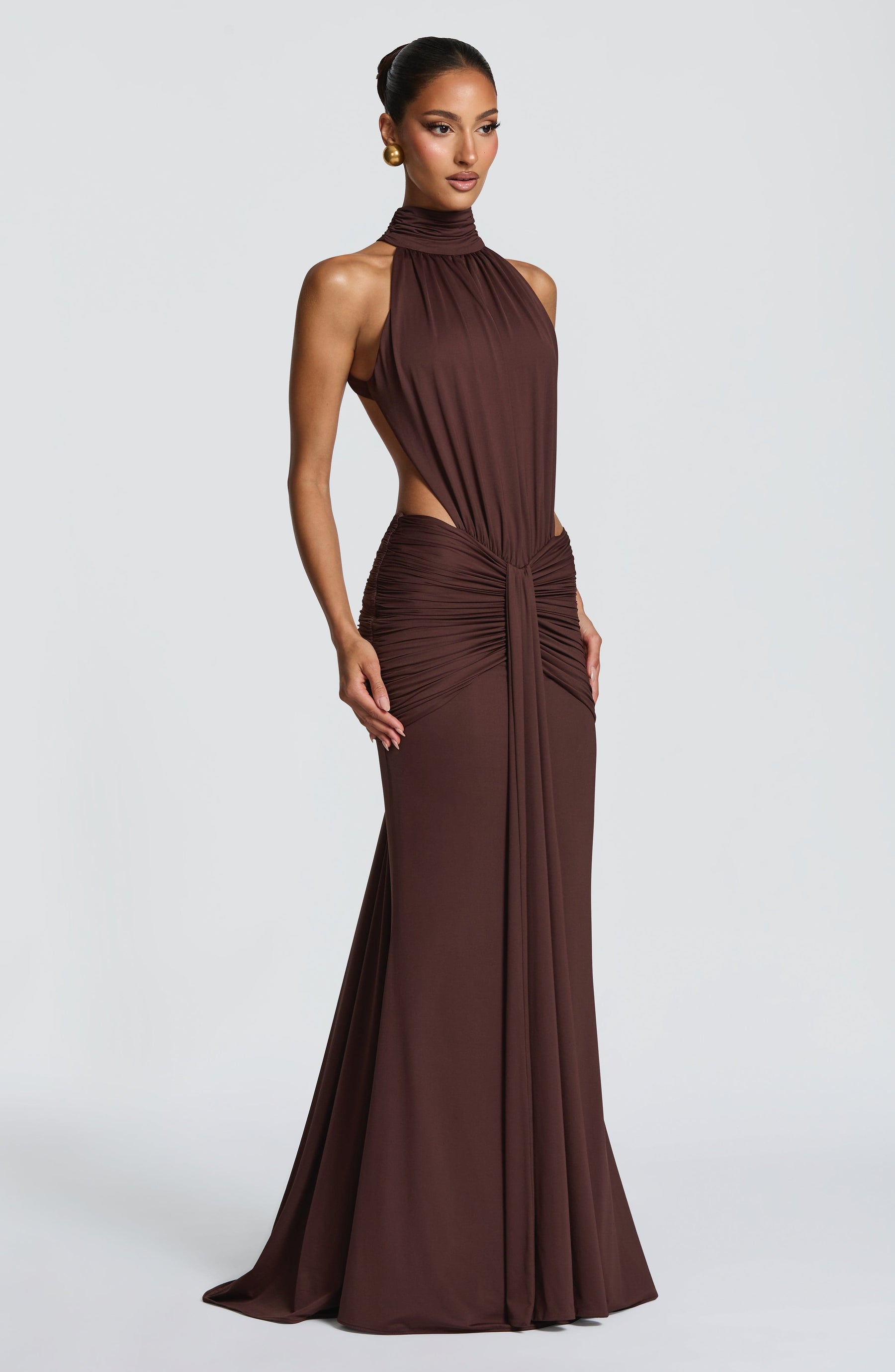 Thekla Maxi Dress - Plum Brown Ryvelle