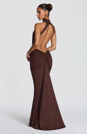 Thekla Maxi Dress - Plum Brown Ryvelle