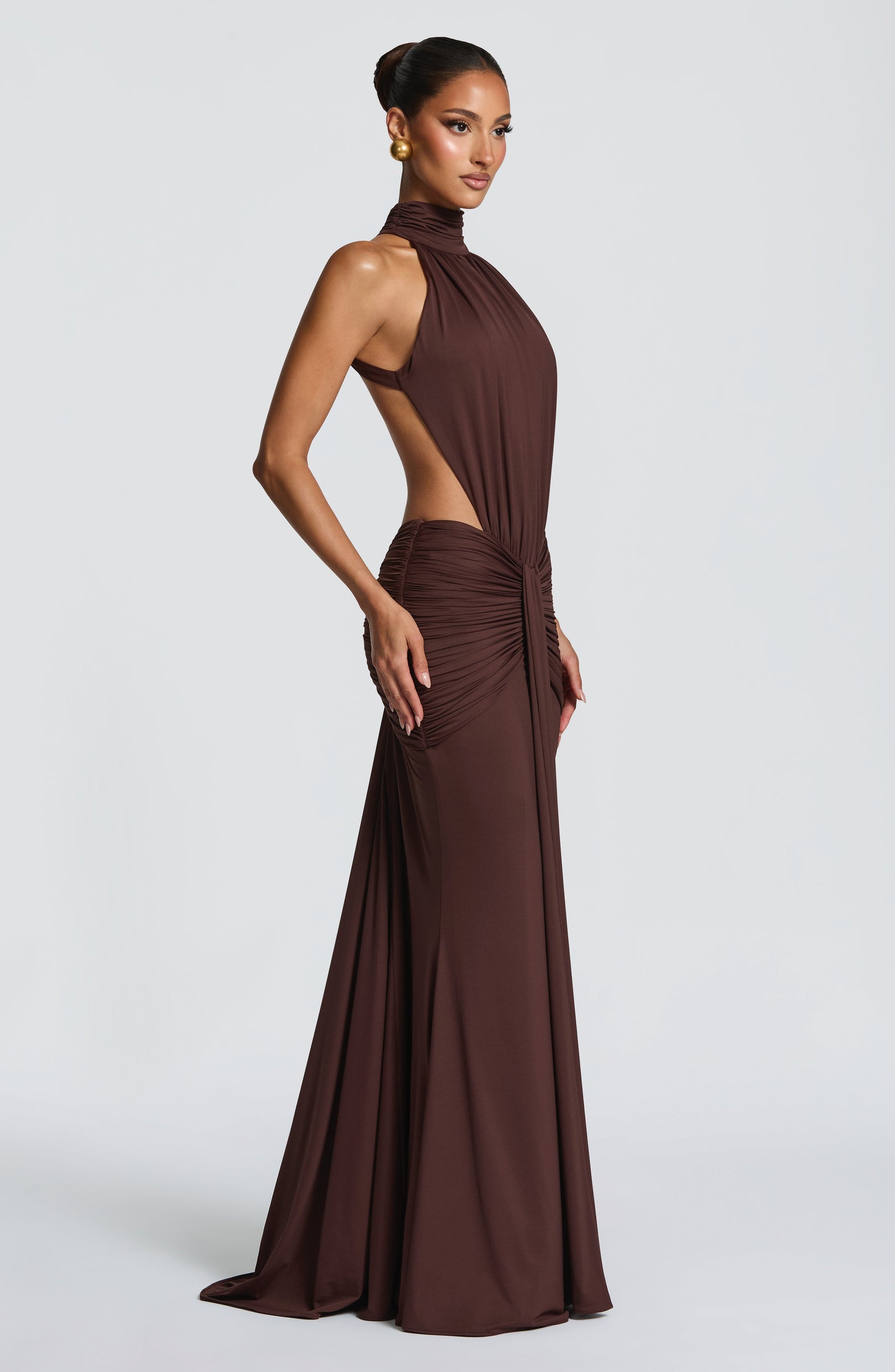 Thekla Maxi Dress - Plum Brown Ryvelle