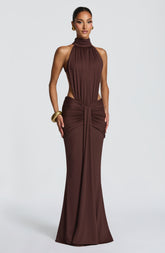 Thekla Maxi Dress - Plum Brown Ryvelle