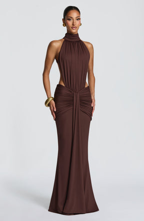 Thekla Maxi Dress - Plum Brown Ryvelle