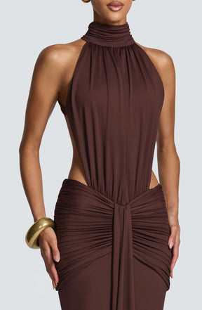 Thekla Maxi Dress - Plum Brown Ryvelle