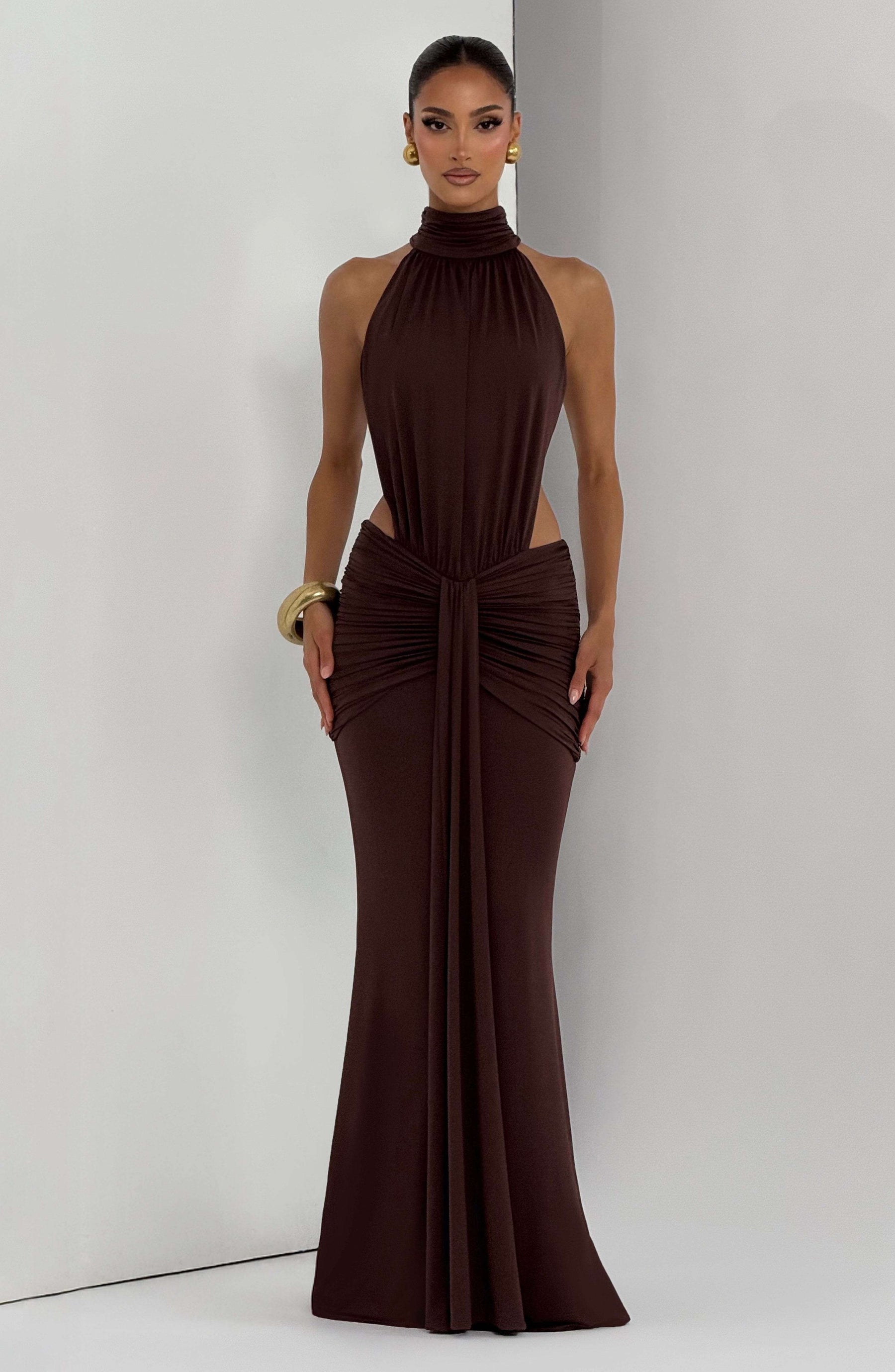 Thekla Maxi Dress - Plum Brown Ryvelle