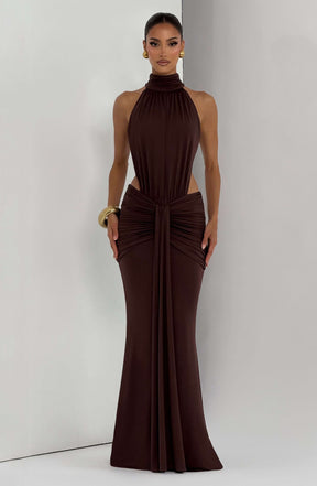Thekla Maxi Dress - Plum Brown Ryvelle