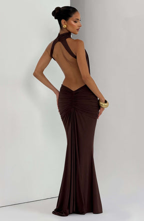 Thekla Maxi Dress - Plum Brown Ryvelle