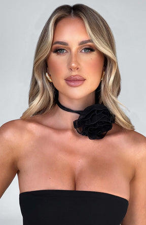Tilli Floral Neck Tie - Black Ryvelle