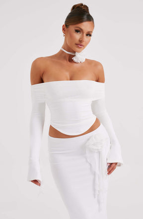 Tilli Floral Neck Tie - Ivory Ryvelle
