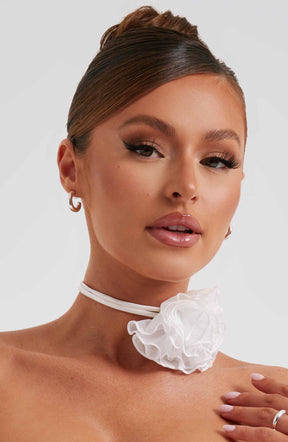 Tilli Floral Neck Tie - Ivory Ryvelle