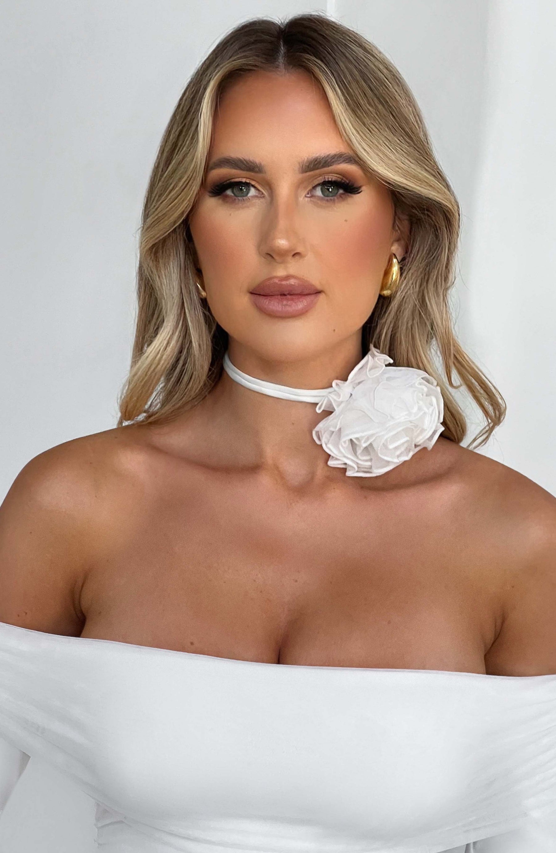 Tilli Floral Neck Tie - Ivory Ryvelle