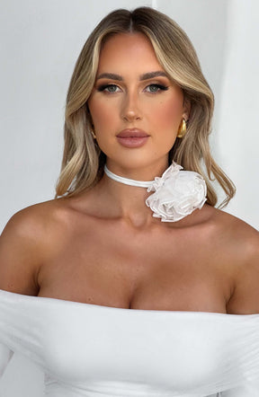 Tilli Floral Neck Tie - Ivory Ryvelle
