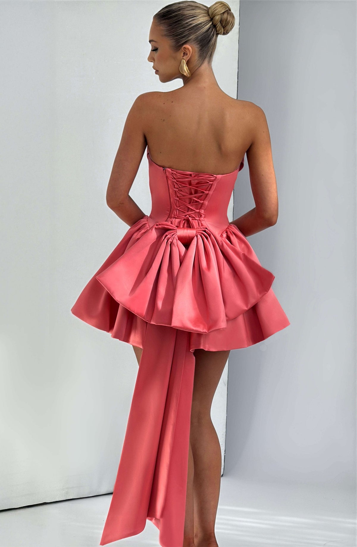 Trinity Mini Dress - Coral Pink Ryvelle