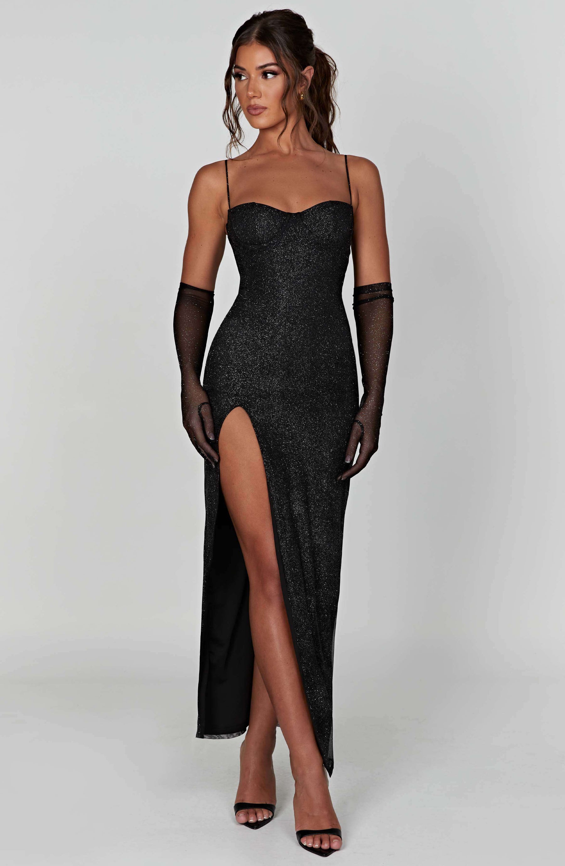 Trixie Maxi Dress - Black Sparkle Ryvelle
