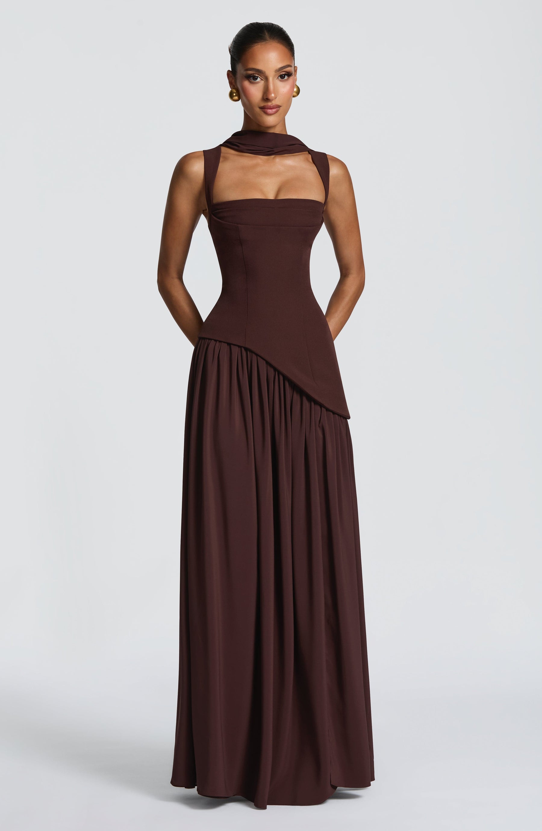 Tullulah Maxi Dress - Plum Brown Ryvelle