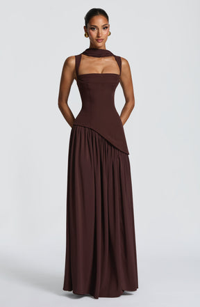 Tullulah Maxi Dress - Plum Brown Ryvelle