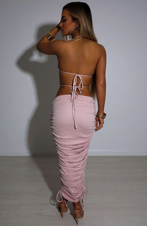 Valencia Maxi Skirt - Baby Pink Sparkle Ryvelle