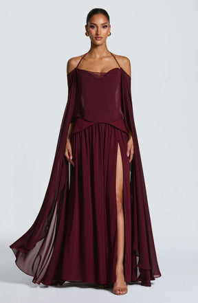 Vietta Maxi Dress - Cherry Lacquer Ryvelle