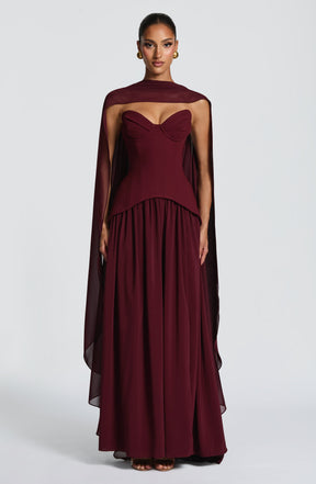 Vietta Maxi Dress - Cherry Lacquer Ryvelle