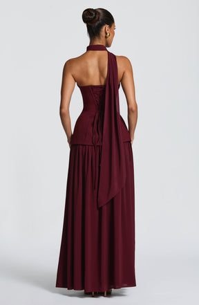 Vietta Maxi Dress - Cherry Lacquer Ryvelle