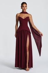 Vietta Maxi Dress - Cherry Lacquer Ryvelle