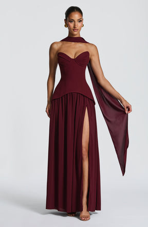 Vietta Maxi Dress - Cherry Lacquer Ryvelle