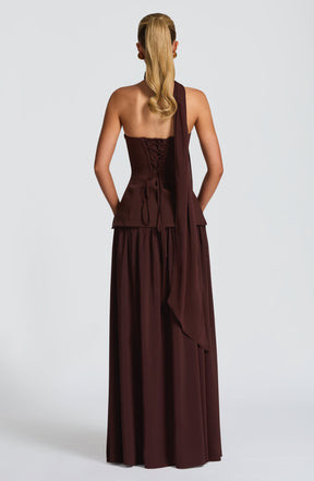 Vietta Maxi Dress - Plum Brown Ryvelle