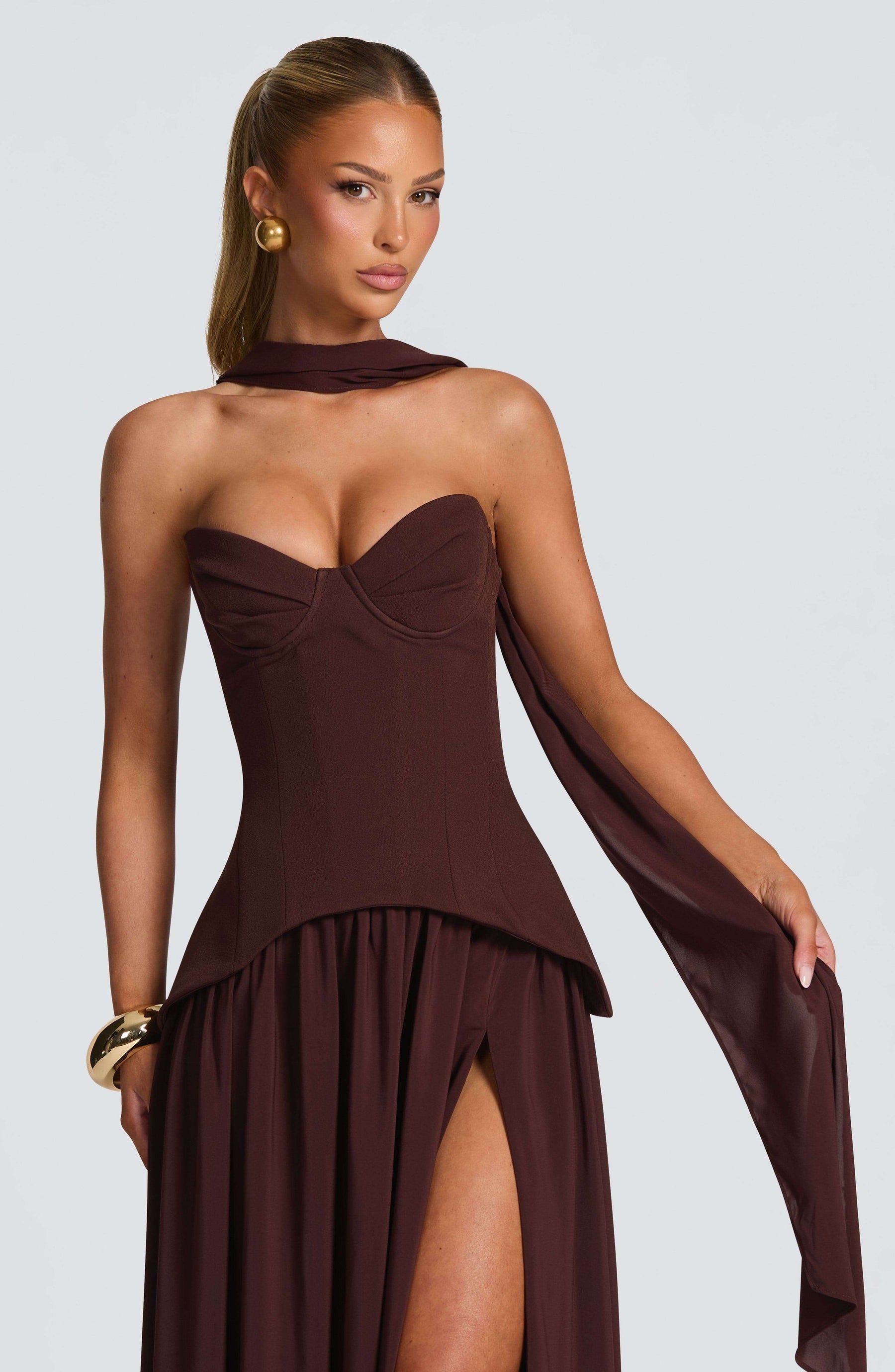 Vietta Maxi Dress - Plum Brown Ryvelle