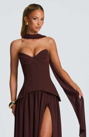 Vietta Maxi Dress - Plum Brown Ryvelle