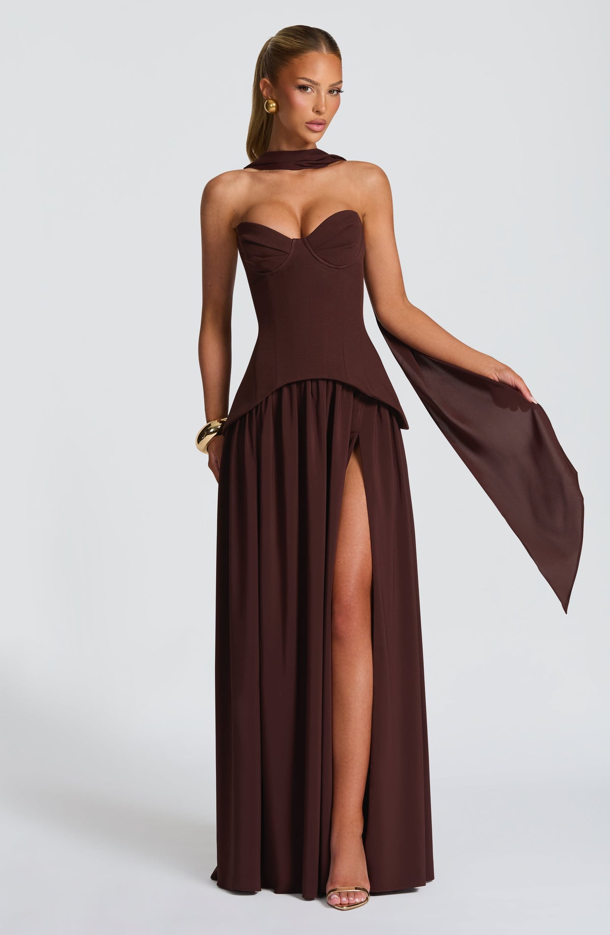 Vietta Maxi Dress - Plum Brown Ryvelle